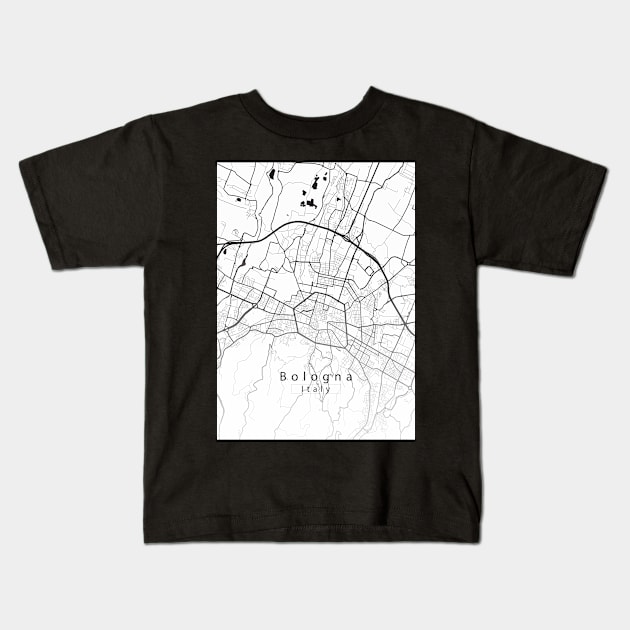 Bologna Italy City Map white Kids T-Shirt by Robin-Niemczyk